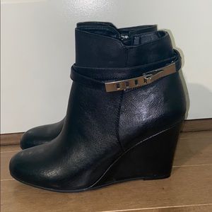 Brand new black wedged booties